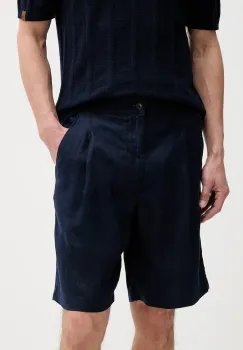 United Colors of Benetton pantaloni scurti din in culoarea bleumarin, 4AGHU900Z imagine
