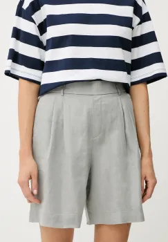 United Colors of Benetton pantaloni scurti din in culoarea gri, uni, high waist, 4AGHD901V imagine