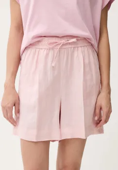 United Colors of Benetton pantaloni scurti din in culoarea roz, uni, high waist, 4AGHD901T imagine