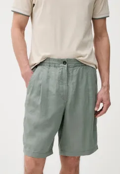 United Colors of Benetton pantaloni scurti din in culoarea verde, 4AGHU900Z imagine