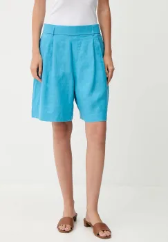 United Colors of Benetton pantaloni scurti din in uni, high waist, 4AGHD901V imagine