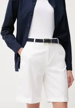 United Colors of Benetton pantaloni scurti femei, culoarea alb, uni, high waist, 4CDRD901W imagine