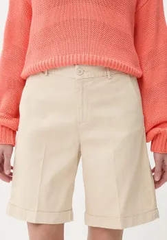 United Colors of Benetton pantaloni scurti femei, culoarea bej, uni, high waist, 4CDRD901W imagine