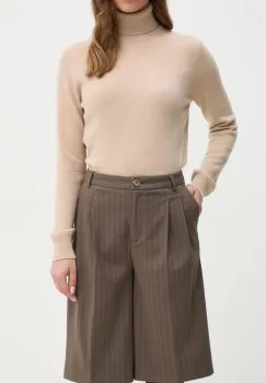 United Colors of Benetton pantaloni scurti femei, culoarea maro, modelator, high waist, 4KHSD901P imagine