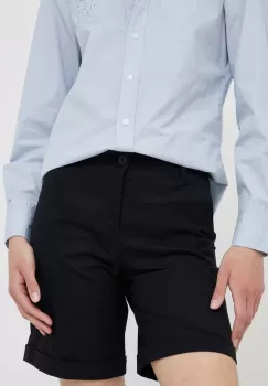 United Colors of Benetton pantaloni scurti femei, culoarea negru, neted, medium waist imagine