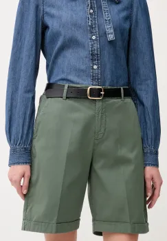 United Colors of Benetton pantaloni scurti femei, culoarea verde, uni, high waist, 4CDRD901W imagine