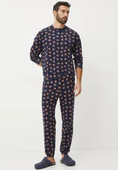 United Colors of Benetton pijama barbati, culoarea albastru marin, modelator, 38DK4P02L imagine