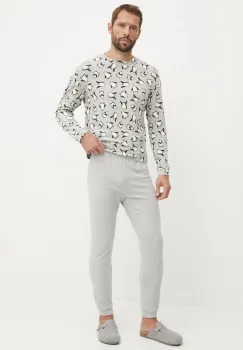 United Colors of Benetton pijama barbati, culoarea gri, cu imprimeu, 3Y344P02T imagine