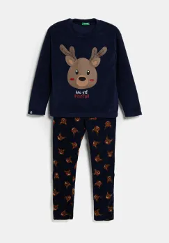 United Colors of Benetton pijama copii culoarea albastru marin, modelator, 3DFQ0P08N imagine