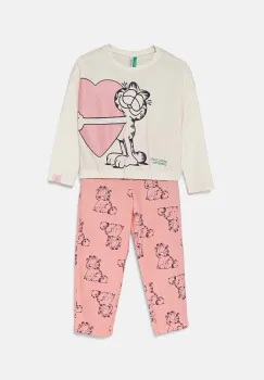 United Colors of Benetton pijama copii culoarea bej, modelator, 3Y5E0P06V imagine