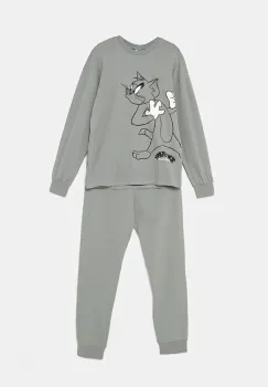 United Colors of Benetton pijama copii culoarea gri, cu imprimeu, 3DKE0P06Y imagine