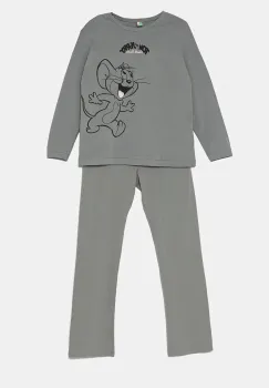 United Colors of Benetton pijama copii culoarea gri, cu imprimeu, 3DKE0P07C imagine