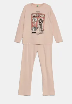 United Colors of Benetton pijama copii culoarea roz, cu imprimeu, 3DKE0P07C imagine