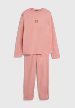United Colors of Benetton pijama copii culoarea roz, cu imprimeu imagine
