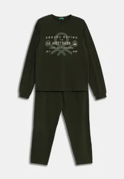 United Colors of Benetton pijama copii culoarea verde, cu imprimeu, 3DKE0P073 imagine
