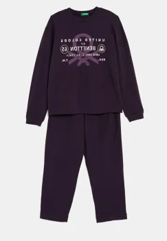 United Colors of Benetton pijama copii culoarea violet, cu imprimeu, 3DKE0P073 imagine