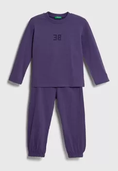 United Colors of Benetton pijama copii culoarea violet, cu imprimeu imagine