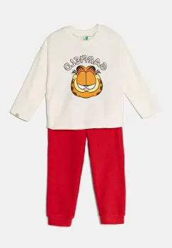 United Colors of Benetton pijama culoarea bej, cu imprimeu, 3DFQ0P07S imagine