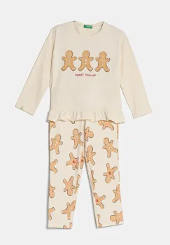 United Colors of Benetton pijama culoarea bej, modelator, 3DKE0P07Z imagine