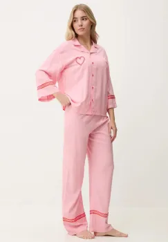 United Colors of Benetton pijama femei, culoarea roz, 4Q1G3P00L imagine