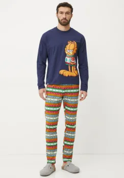 United Colors of Benetton pijama x GARFIELD barbati, culoarea albastru marin, modelator, 37MW4P02J imagine