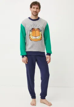 United Colors of Benetton pijama x GARFIELD barbati, culoarea gri, modelator, 3JA44P02K imagine