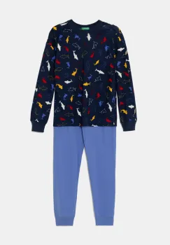 United Colors of Benetton pijamale de bumbac pentru copii culoarea albastru marin, modelator, 32K60P07I imagine