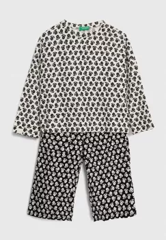 United Colors of Benetton pijamale de bumbac pentru copii culoarea bej, modelator imagine