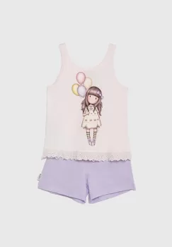 United Colors of Benetton pijamale de bumbac pentru copii culoarea roz, cu imprimeu imagine