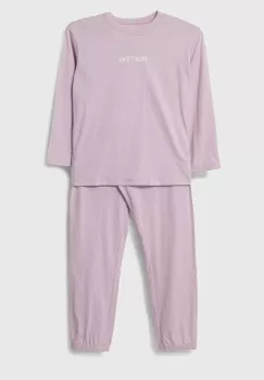 United Colors of Benetton pijamale de bumbac pentru copii culoarea roz, cu imprimeu imagine
