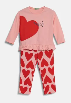 United Colors of Benetton pijamale de bumbac pentru copii culoarea roz, modelator, 3VD00P06Z imagine