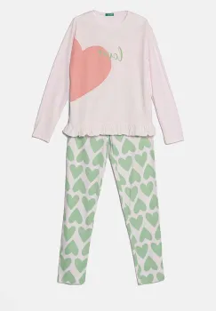 United Colors of Benetton pijamale de bumbac pentru copii culoarea roz, modelator, 3VD00P06Z imagine