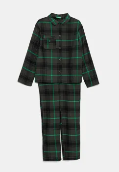United Colors of Benetton pijamale de bumbac pentru copii culoarea verde, modelator, 43UL0P007 imagine