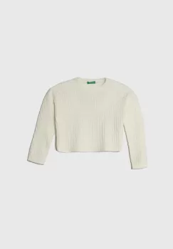 United Colors of Benetton pulover copii culoarea alb, light imagine