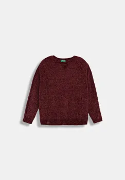 United Colors of Benetton pulover copii culoarea bordo, calduros, 16CLC108T imagine
