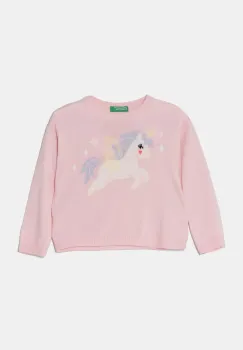 United Colors of Benetton pulover copii culoarea roz, light, 1070H102K imagine