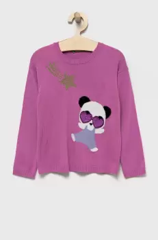 United Colors of Benetton pulover copii culoarea violet, light imagine