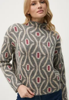 United Colors of Benetton pulover cu un strop de mohair culoarea gri, light, cu turtleneck, 1142E203I imagine