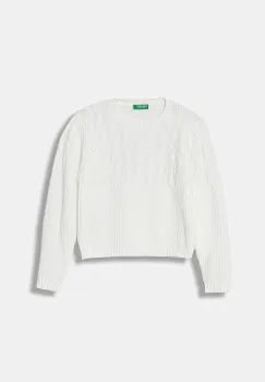 United Colors of Benetton pulover culoarea alb, 16CLG1010 imagine