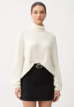 United Colors of Benetton pulover culoarea bej, light, cu guler, 11CZD204F imagine