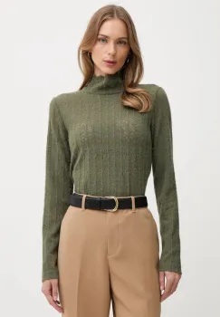 United Colors of Benetton pulover culoarea verde, light, cu turtleneck, 5W77DQ0AT imagine