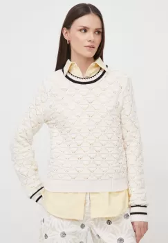 United Colors of Benetton pulover de bumbac culoarea bej imagine