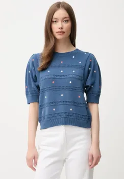 United Colors of Benetton pulover de bumbac culoarea bleumarin, light, 10C1E10DO imagine