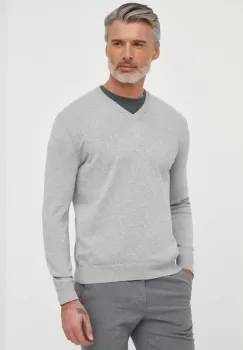 United Colors of Benetton pulover de bumbac culoarea gri, light imagine