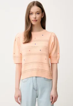 United Colors of Benetton pulover de bumbac culoarea portocaliu, light, 10C1E10DO imagine