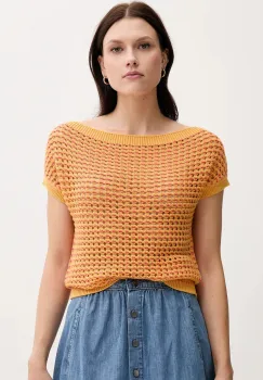 United Colors of Benetton pulover de bumbac culoarea portocaliu, light, 1394E10DW imagine