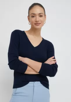 United Colors of Benetton pulover de bumbac femei, culoarea albastru marin, light imagine