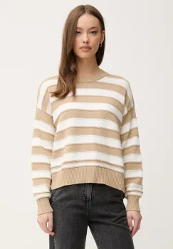 United Colors of Benetton pulover de bumbac femei, culoarea bej, 1494E10CW imagine