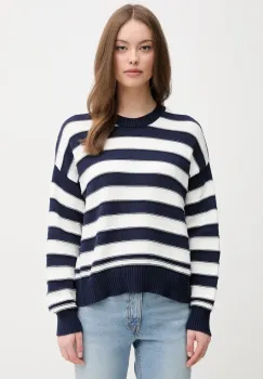 United Colors of Benetton pulover de bumbac femei, culoarea bleumarin, 1494E10CW imagine