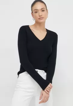 United Colors of Benetton pulover de bumbac femei, culoarea negru, light imagine